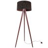 Lampa Podłogowa Styl Nowoczesny na Trójnogu Drewnianym z Czarnym Abażurem WERONA
