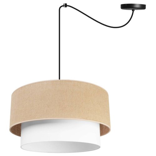 Regulowana lampa wisząca typu pająk, abażur juta typu tort, biało-kremowy, 45 cm, E27