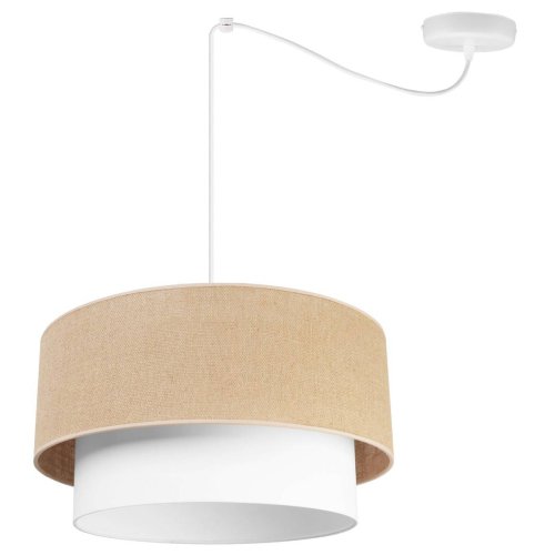 Regulowana lampa wisząca typu pająk, abażur juta typu tort, biało-kremowy, 45 cm, E27
