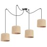 Regulowana lampa wisząca typu pająk, 4 abażury juta 20 cm, E27