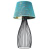 Lampa Stołowa Nocna Na Metalowej Nodze z Abażurem Niebiesko Złotym