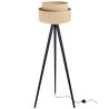 Elegancka Lampa Stojąca Trójnóg Drewniany z Jutowym Abażurem Elegancka Lampa Stojąca Trójnóg Drewniany z Jutowym Abażurem