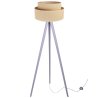 Podłogowa Lampa Stojąca Trójnóg Drewniany z Jutowym Abażurem