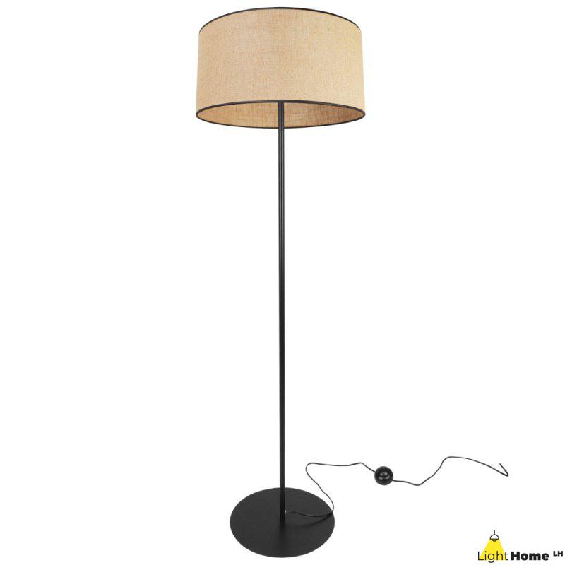 Klasyczna Lampa Podłogowa z Abażurem Jutowym 40 cm