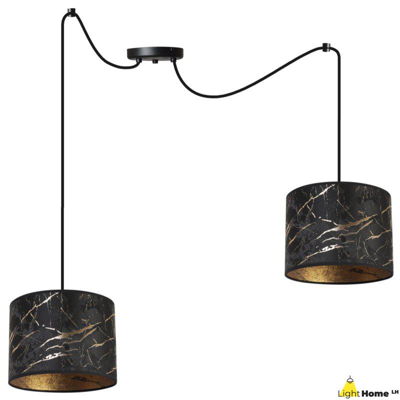 Nowoczesna Lampa Sufitowa z Regulacją Typu Pająk WERONA Czarna ze Złotym Wzorem