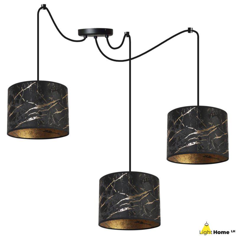 Lampa Wisząca WERONA z Regulacją Typu Pająk Czarno-Złoty Wzór