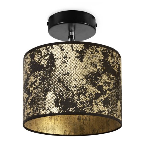 Kinkiet regulowany z tkaninowym abażurem we wzór stare złoto E27