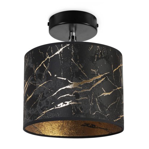 Kinkiet regulowany z tkaninowym abażurem we wzór złoty marmur E27