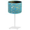 Stylowa Lampa Stołowa WERONA GIA z Abażurem Wzór NIebiesko-Złoty Biała