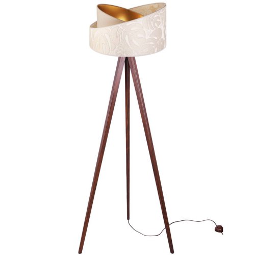Stojąca lampa WERONA trójnóg, abażur, E27, złoty środek