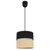 Nowoczesna Lampa Wisząca JUTA z Podwójnym Abażurem Wzór Czarno-Beżowy Nowoczesna Lampa Wisząca JUTA z Podwójnym Abażurem Wzór Czarno-Beżowy