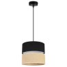 Nowoczesna Lampa Wisząca JUTA z Podwójnym Małym Abażurem Wzór Czarno-Beżowy Nowoczesna Lampa Wisząca JUTA z Podwójnym Małym Abażurem Wzór Czarno-Beżowy
