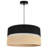 Nowoczesna Lampa Sufitowa JUTA z Podwójnym Dużym Abażurem Wzór Czarno-Beżowy Nowoczesna Lampa Sufitowa JUTA z Podwójnym Dużym Abażurem Wzór Czarno-Beżowy