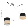Nowoczesna Lampa Sufitowa z Regulacją Typu Pająk JUTA  Podwójny Mały Abażur Czarno-Beżowy