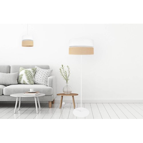 Lampa stojąca JUTA, podwójny abażur, beżowo - biała, E27