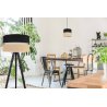 Nowoczesna Jadalnia Oświetlona Lampą na Trójnogu JUTA z Podwójnym Dużym Abażurem Wzór Beżowo-Czarny