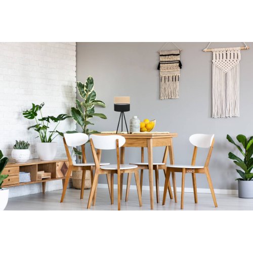 Lampka nocna JUTA EDRON z podwójnym abażurem, beżowo - czarna, jedno źródło światła E27, trójnóg z metalu