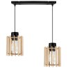 Stylowa Lampa Wisząca na Listwie TIMBER z Drewnianym Kloszem Walec