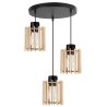 Nowoczesna Lampa Wisząca na Okrągłej Podsufitce TIMBER z Drewnianym Kloszem Walec