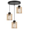 Stylowa Lampa Wisząca na Okrągłej Podsufitce TIMBER z Drewnianym Kloszem Walec Stylowa Lampa Wisząca na Okrągłej Podsufitce TIMBER z Drewnianym Kloszem Walec