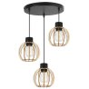 Stylowa Lampa Wisząca na Okrągłej Podsufitce TIMBER z Drewnianym Kloszem Kula Stylowa Lampa Wisząca na Okrągłej Podsufitce TIMBER z Drewnianym Kloszem Kula