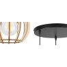 Nowoczesna Lampa Sufitowa na Okrągłej Podsufitce TIMBER z Drewnianym Kloszem Kula