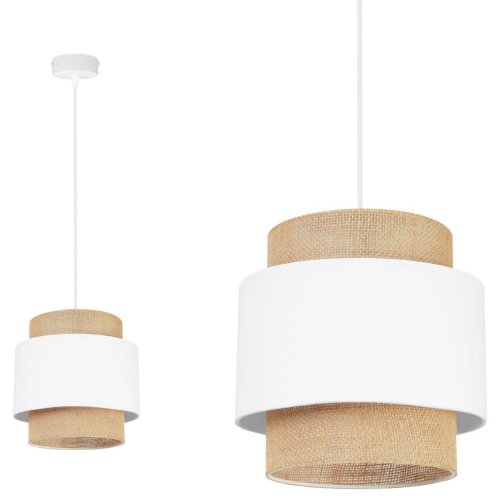 Wisząca lampa jutowa BOHO, regulacja, abażur, E27