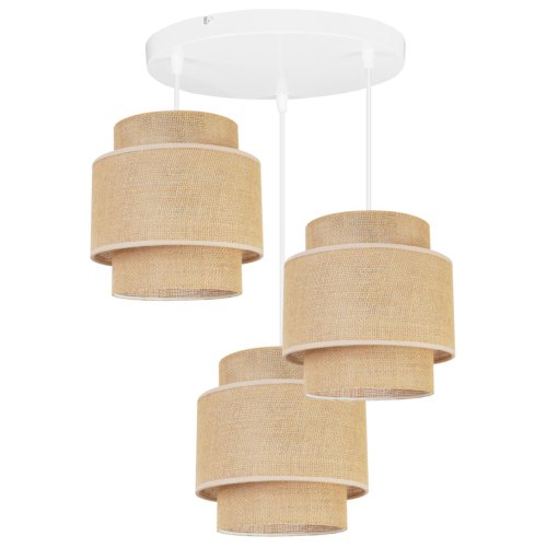 Lampa wisząca BOHO, 3 abażury, podsufitka, metalowa konstrukcja, regulacja wysokości, E27