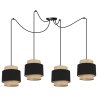 Lampa Wisząca Typu SPIDER BOHO z Abażurami z Juty Czarno Beżowe