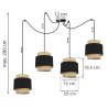 Wymiary Lampy Wiszącej Typu SPIDER BOHO z Abażurami z Jutą
