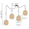 Lampa Wisząca z Abażurami Jutowymi SPIDER BOHO Wymiary