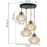 Lampa Wisząca TIMBER Drewniane Klosze Żyrandol Wymiary