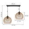 Lampa Wisząca Z Drewanianym Kloszem na Listwie TIMBER wymiary