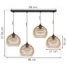 Lampa Wisząca Z Kloszem Drewnianym na Listwie TIMBER wymiary