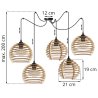 Lampa Wisząca Drewniane Klosze Wymiary SPIDER TIMBER
