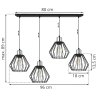 Lampa Wisząca na Metalowej Listwie NUVOLA Wymiary
