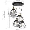Lampa Wisząca na Podsufitce Metalowe Klosze Loft NUVOLA wymiary