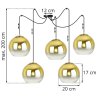 Nowoczesna Lampa Wisząca Wymiary z Kloszami Spider Bergen Gold