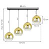 Lampa Wisząca Stylowa na Listwie Złote Klosze Wymiary BERGEN GOLD