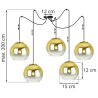 Lampa Sufitowa ze Złotymi Kloszami Wymiary Elegancka Spider BERGEN GOLD
