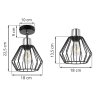 Lampa Sufitowa z Drucianym Kloszem Reflektor Wymiary Nuvola E27 Lampa Sufitowa z Drucianym Kloszem Reflektor Wymiary Nuvola E27