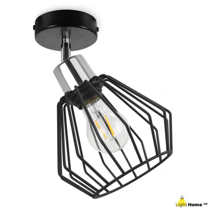Lampa Sufitowa z Drucianym Kloszem Reflektor Metalowy Nuvola E27
