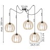 Lampa Wisząca SPIDER TIMBER Nowoczesna Drewniane Klosze
