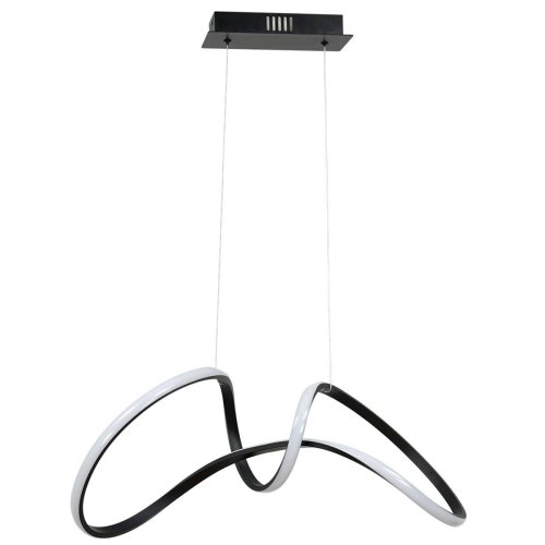 Designerska wisząca lampa led, czarna, TESORO, zintegrowana taśma led, regulacja