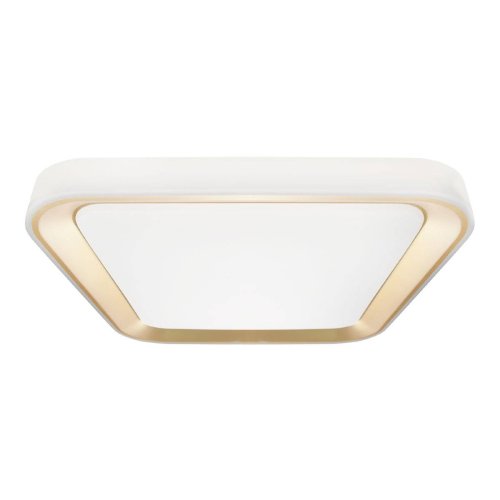 Nowoczesny plafon LED QUADRO, biały, integracja LED, regulacja barwy, złoty detal, pilot