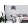 Lampa wisząca z asymetrycznym abażurem okrągłym, szarym 45 cm i wykończeniem srebrnym, E27
