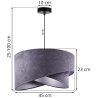Lampa wisząca z asymetrycznym abażurem okrągłym, szarym 45 cm i wykończeniem srebrnym, E27