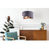 Lampa wisząca z asymetrycznym abażurem okrągłym, szarym 45 cm i wykończeniem złotym, E27
