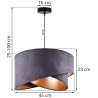Lampa wisząca z asymetrycznym abażurem okrągłym, szarym 45 cm i wykończeniem złotym, E27