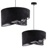 Lampa Wisząca z Abażurem Czarny Welurowy Żyrandol z Wzorem WERONA E27